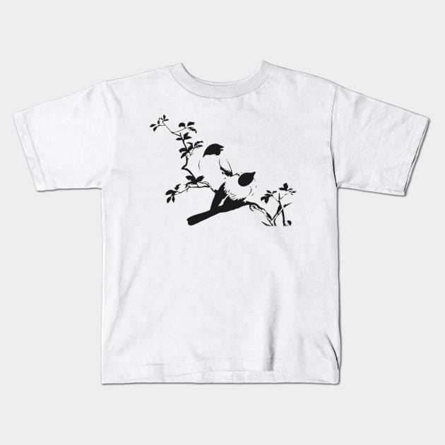 Japanese painting silhouette Kids T-Shirt by Bearpear